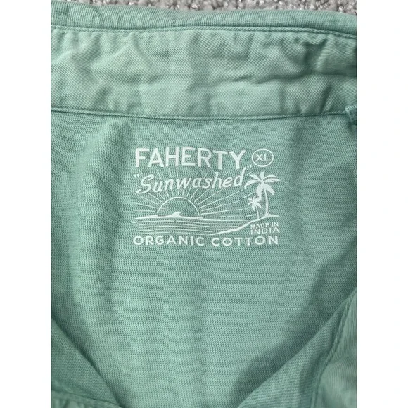 Faherty Sunwashed Organic Cotton Polo Shirt Mens XL Blue Casual Golf - Picture 5 of 13